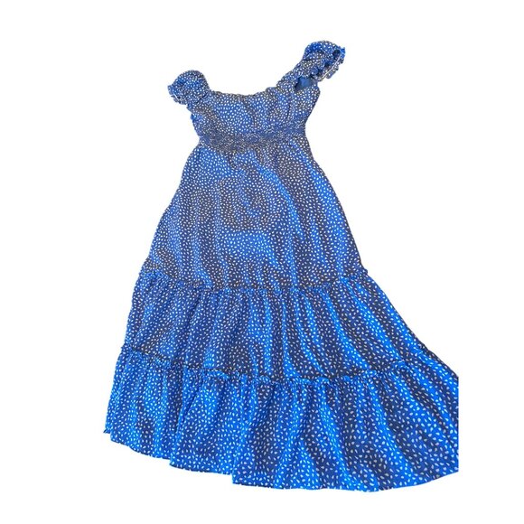 Hello Molly Blue Polka Dot Dress Size L US8 Milkmaid Coquette Cottage Prairie - Picture 5 of 6